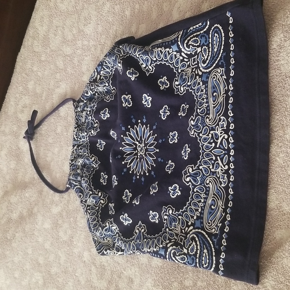 Energie Navy Blue Bandana Print Halter Top